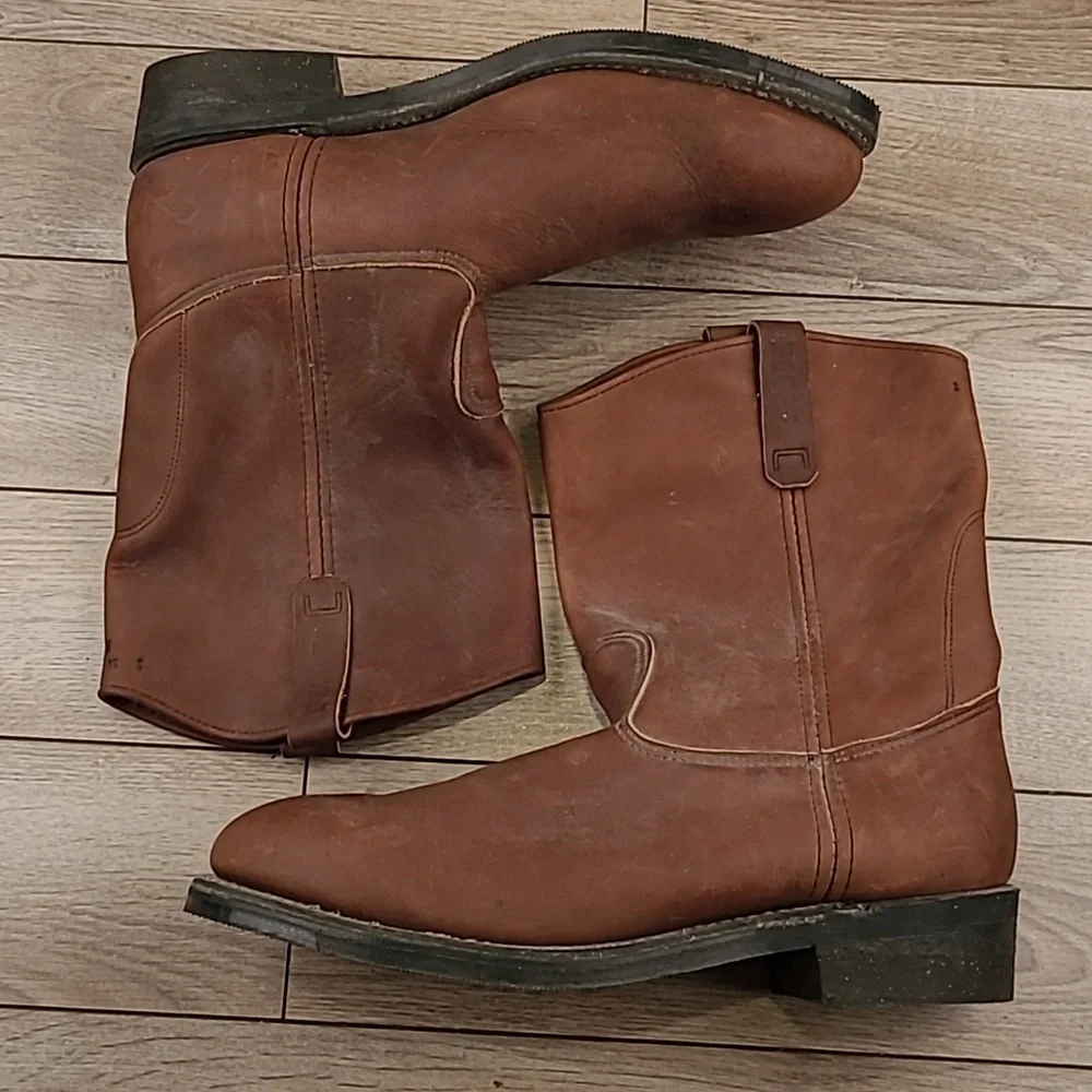 RED WING Pecos USA Brown Leather Steel Toe Oil Sz 14 D Mens Boots #1299 VTG 90s‎